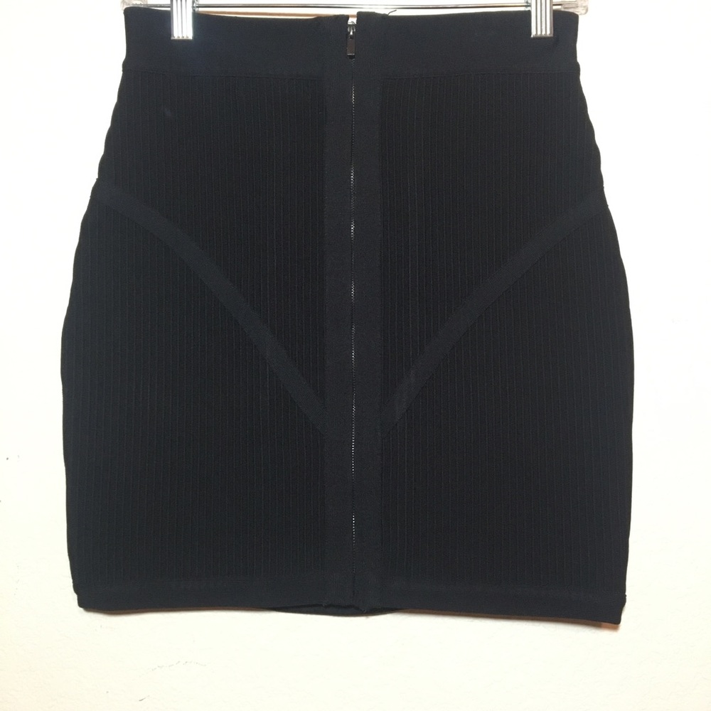 Black Bandage Zip Up Mini Skirt